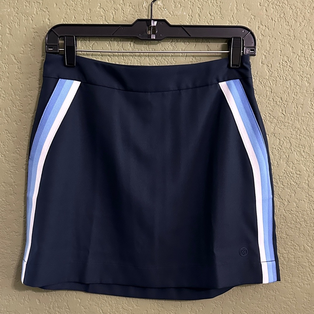 Navy Mini Skort with Light Blue & White Side Stripes